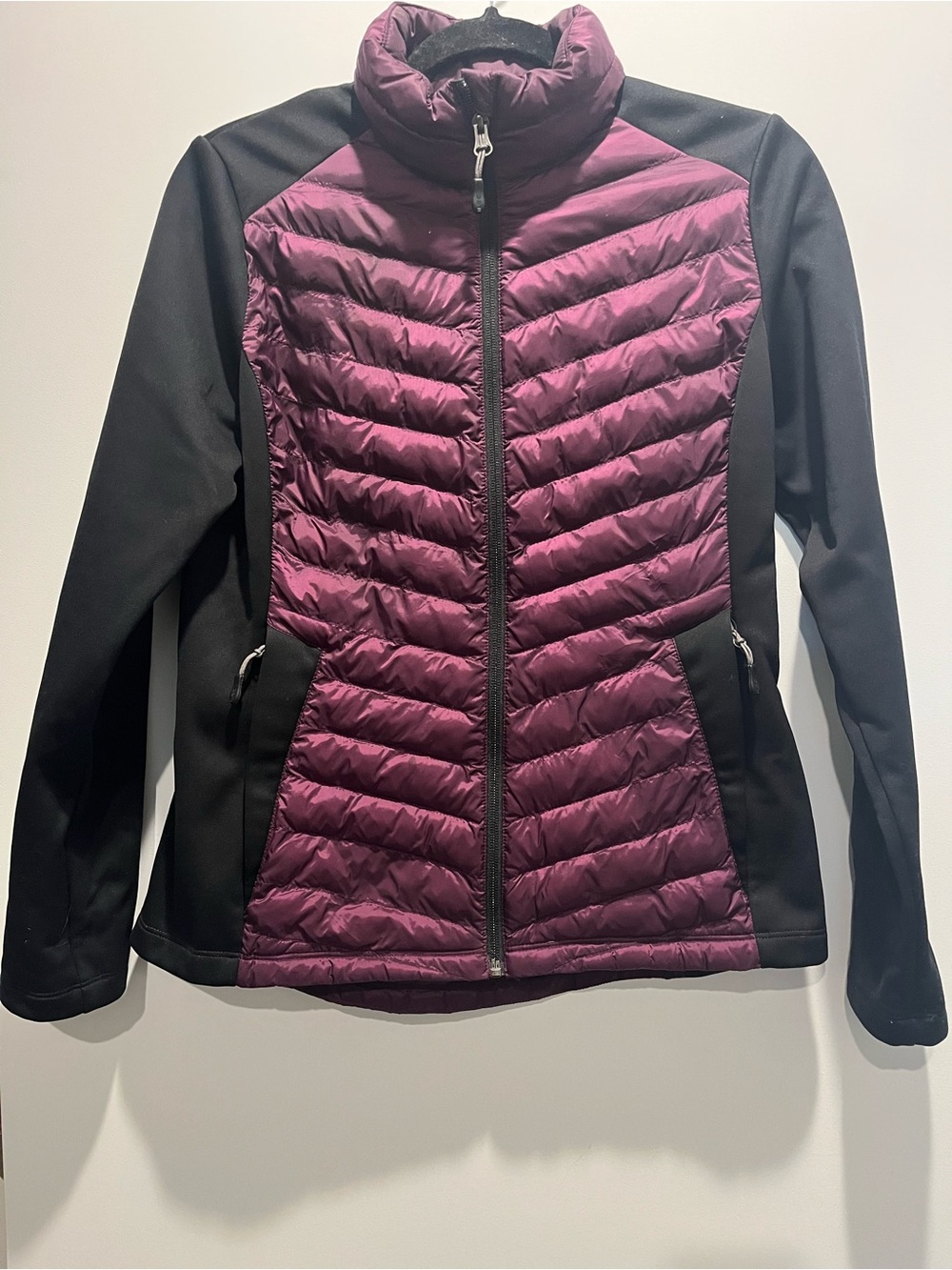Women's Quilted Plum and Black Hybrid Jacket